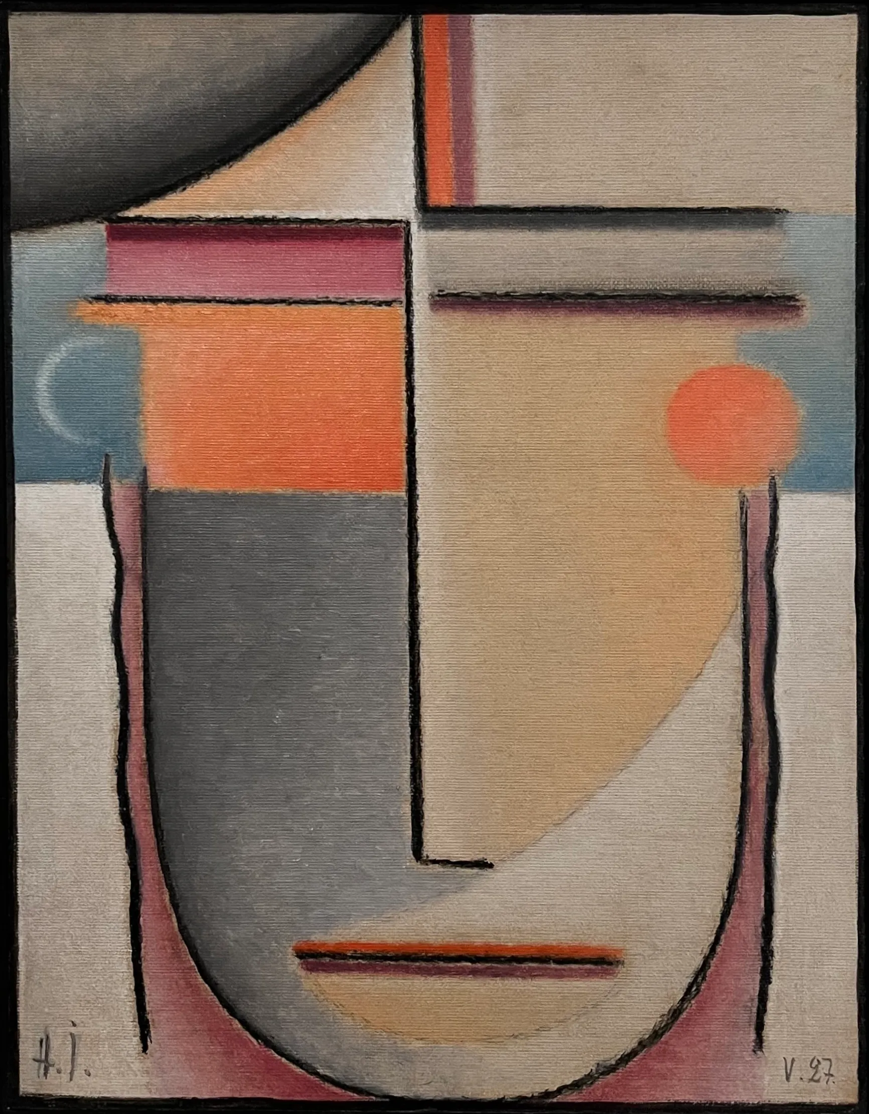 ABSTRAKTER KOPF: INNERES SCHAUEN-GRAU-BLAU-ROSA (ABSTRACT HEAD: INNER VISION-GREY-BLUE-PINK)