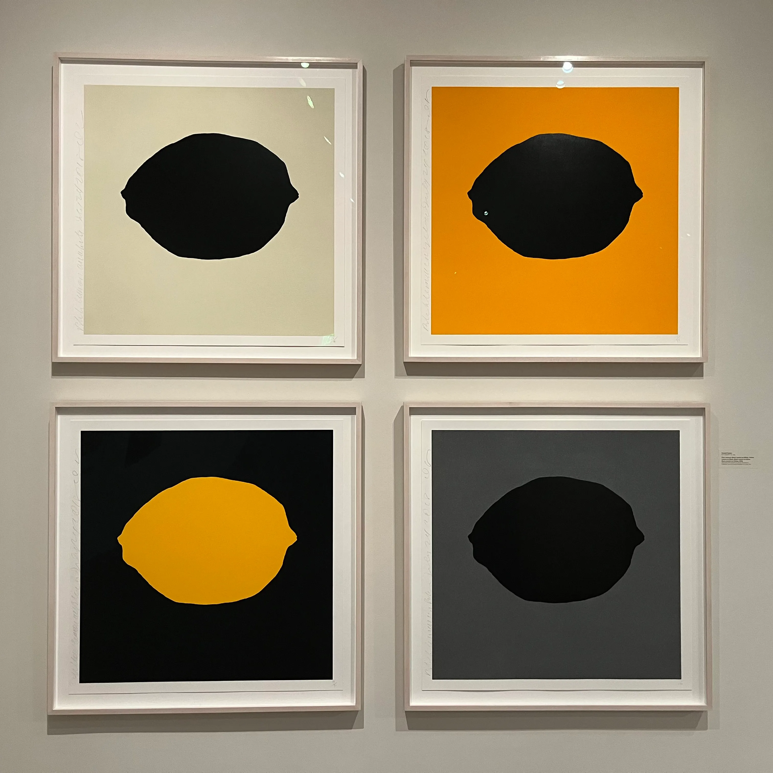 Four Lemons: Black Lemon on White, Yellow Lemon on Black, Black Lemon on Silver, Black Lemon on Yellow