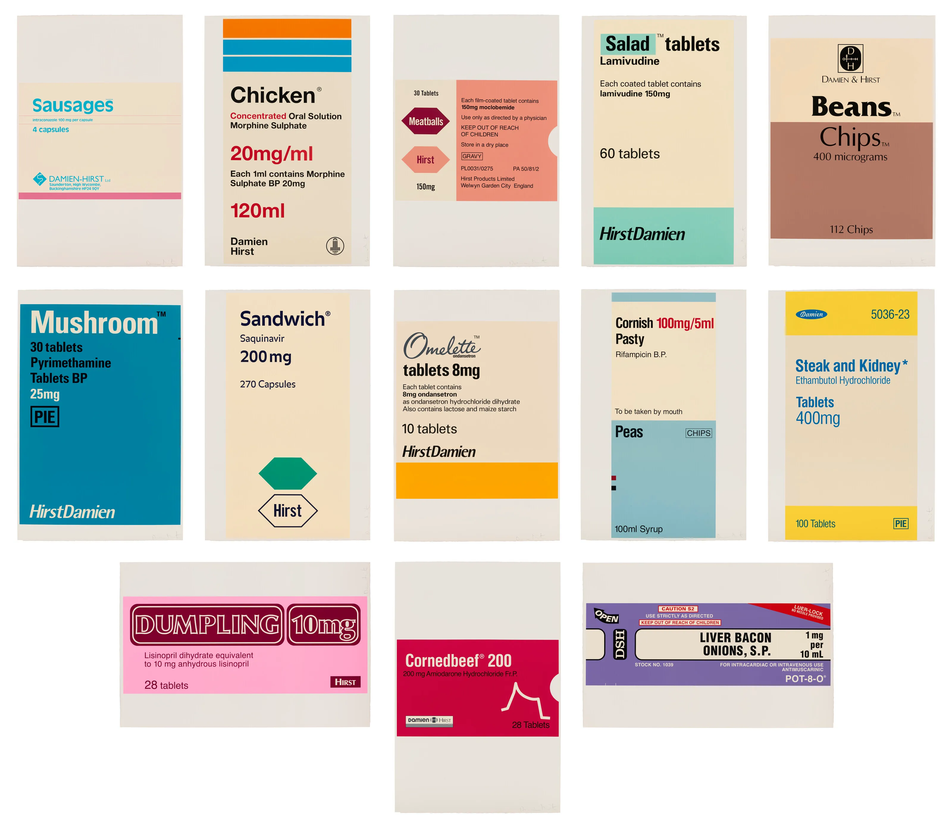 The Last Supper: Corned Beef; Beans, Chips; Omelette; Salad; Sandwich; Mushroom Pie