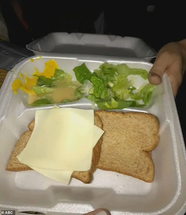 Image of the terrible and hilarious sandwich offered to guests at the Fyre Festival. It's two pieces of bread and cheese. The remainder is not worth describing lest you vomit.