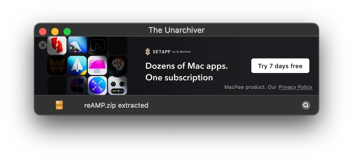 Ads in the Unarchiver