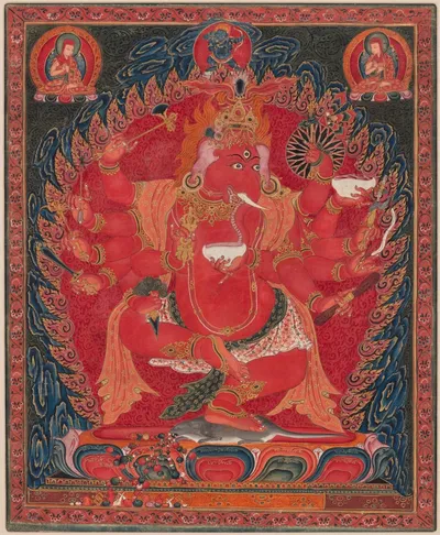 Dancing Red Ganapati by Unknown