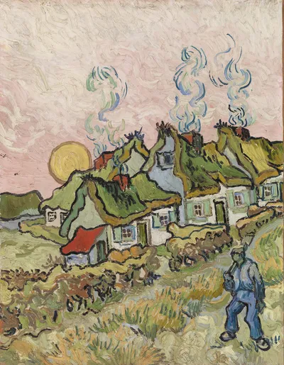 Houses and Figure by Vincent van Gogh
