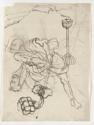 Study of a warrior wielding his sword by tsukioka yoshitoshi