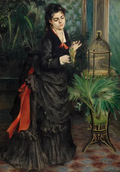 Woman with Parakeet by Pierre-Auguste Renoir