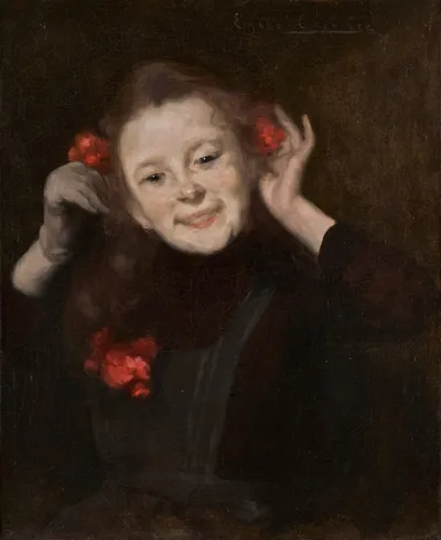 Young Girl with Flowers by Eugène Carrière
