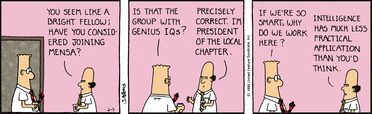 Dilbert comic on Mensa